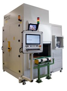 automated laser cleaning system white with conveyor belt