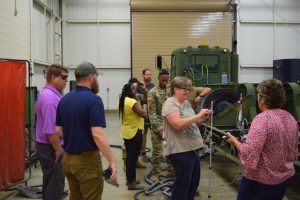industrial hygienists set up air sample testing for laser ablation at a national guard facility 